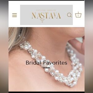$285 Nastava silver Swarovski pearls crystals Rhinestone Bride Wedding MOB